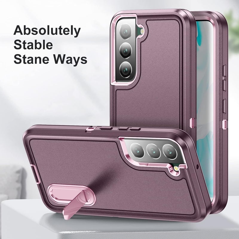 Fucozan for Samsung Galaxy S22 Plus Case with Kickstand Case 3-Layer Military Grade Protective Case Cover Silicone Rugged Shockproof for Galaxy S22+ Plus Phone Case Purple+Pink - Image 3